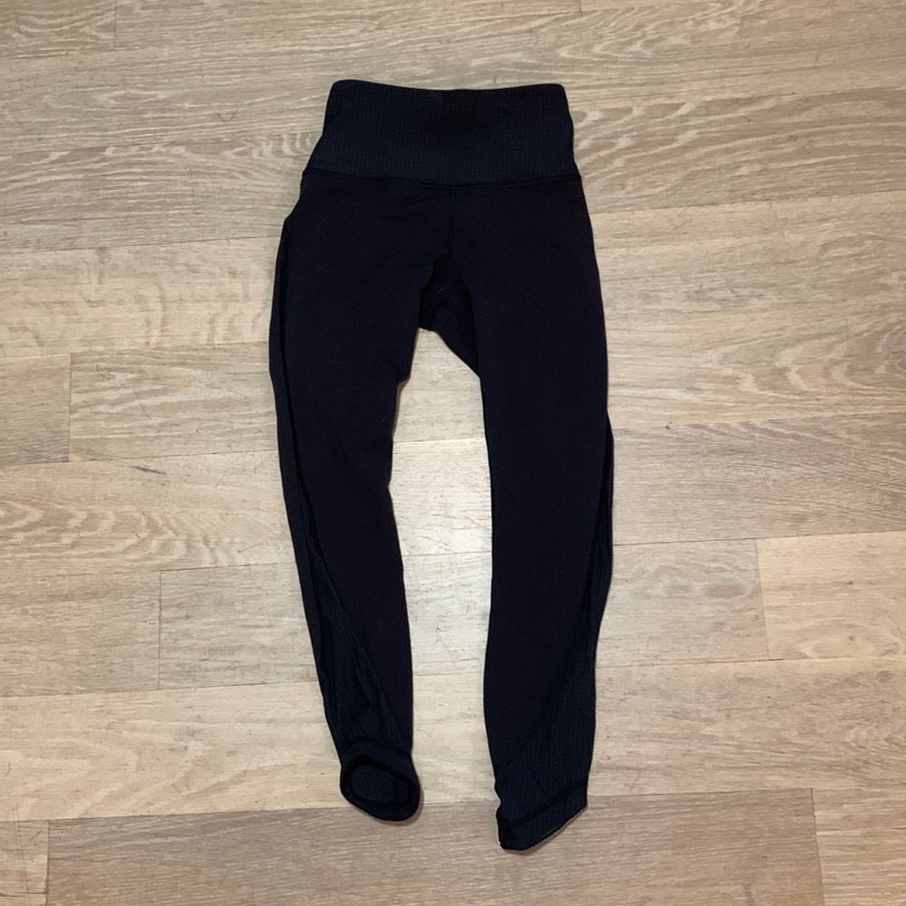 Lululemon Black Leggings with Mesh Bottom Detail